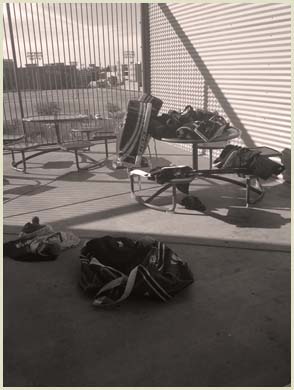 Hockey equpiment drying in Arizona sun